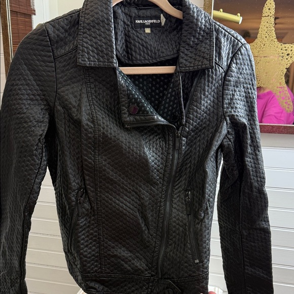 Karl Lagerfeld Jackets & Blazers - Karl Lagerfeld Textured Black faux Leather Jacket